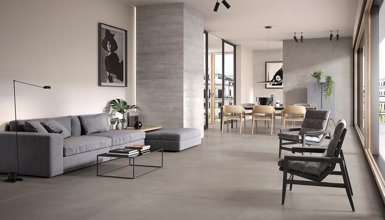 Tr3nd | Emilceramica Gres Porcellanato Ergon Tr3nd Legno,cemento Living Smoke Concrete,smoke Wood,grey Concrete Immagine Gallery | Emilceramica