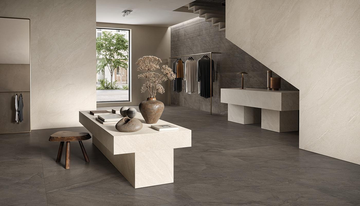 Gres Porcellanato Provenza Pietra Di Orosei Pietra Negozio Grigio Bruciato Fondo,perla Rilievi Immagine Gallery | Emilceramica Gres Porcellanato Provenza Pietra Di Orosei Pietra Negozio Grigio Bruciato Fondo,perla Rilievi Immagine Gallery | Emilceramica