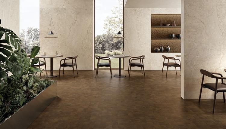 W-Circles | Emilceramica Gres Porcellanato Provenza W-circles Pietra,legno Ristorante Beige Variée,wenge' Fondo Immagine Gallery | Emilceramica