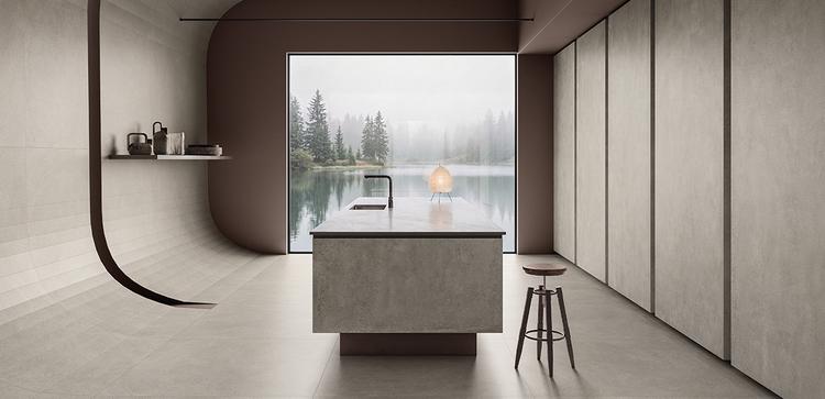 Unique Concrete | Emilceramica Gres Porcellanato Provenza Unique Concrete Cemento Cucina Grigio Cemento Colato,grigio Cemento Seminato Immagine Gallery | Emilceramica